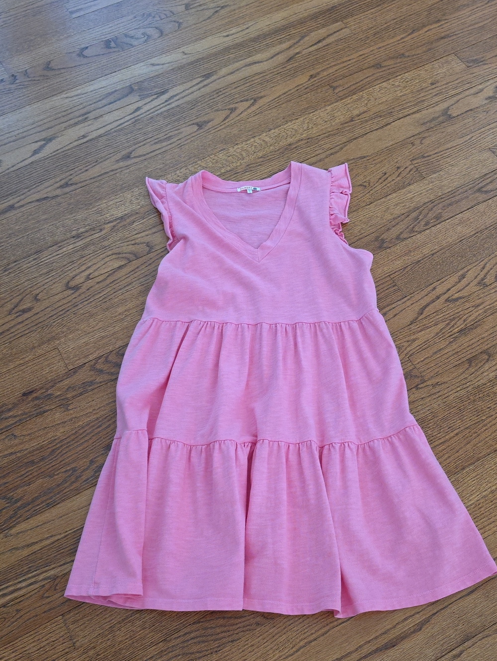 Summer Sundry Pink Tiered V-Neck Ruffle Sleeve Dress